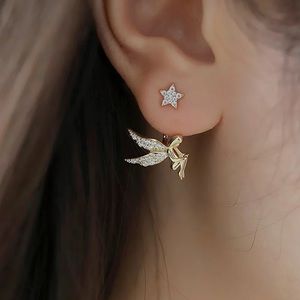 New 18K Gold Vermeil Sterling Silver 925 crystal angel earrings set